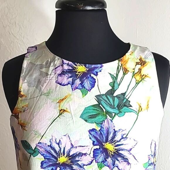 Alex Marie Green & Purple Floral, Sleeveless Top, Size Small - Picture 2 of 8